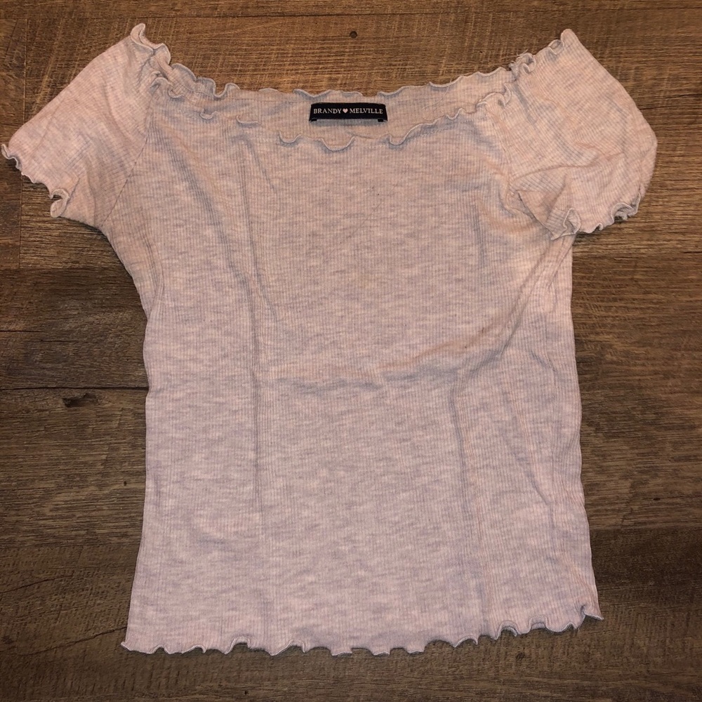 brandy melville grey off the shoulder ruffle